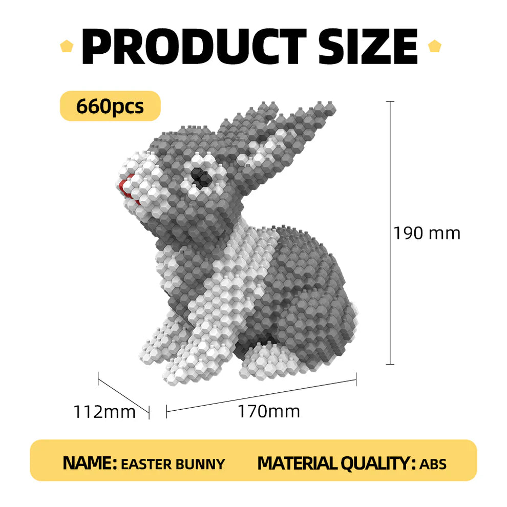 KADELE Easter Bunny Building Animal Sets, Extremely Challenging STEM Building Blocks Decor for Adults Kids, Micro 3D Educational Toys for Boys Girls Ages 8 and Up (660 Pieces)
