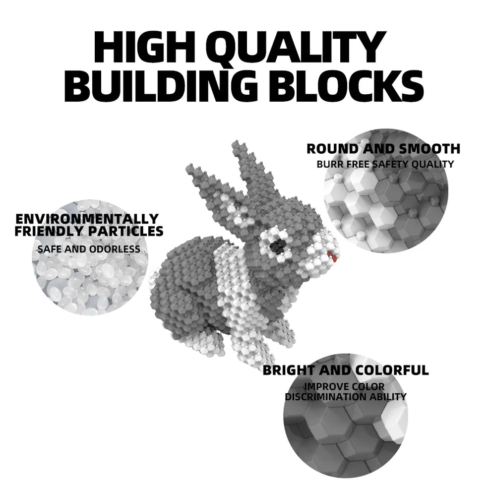 KADELE Easter Bunny Building Animal Sets, Extremely Challenging STEM Building Blocks Decor for Adults Kids, Micro 3D Educational Toys for Boys Girls Ages 8 and Up (660 Pieces)