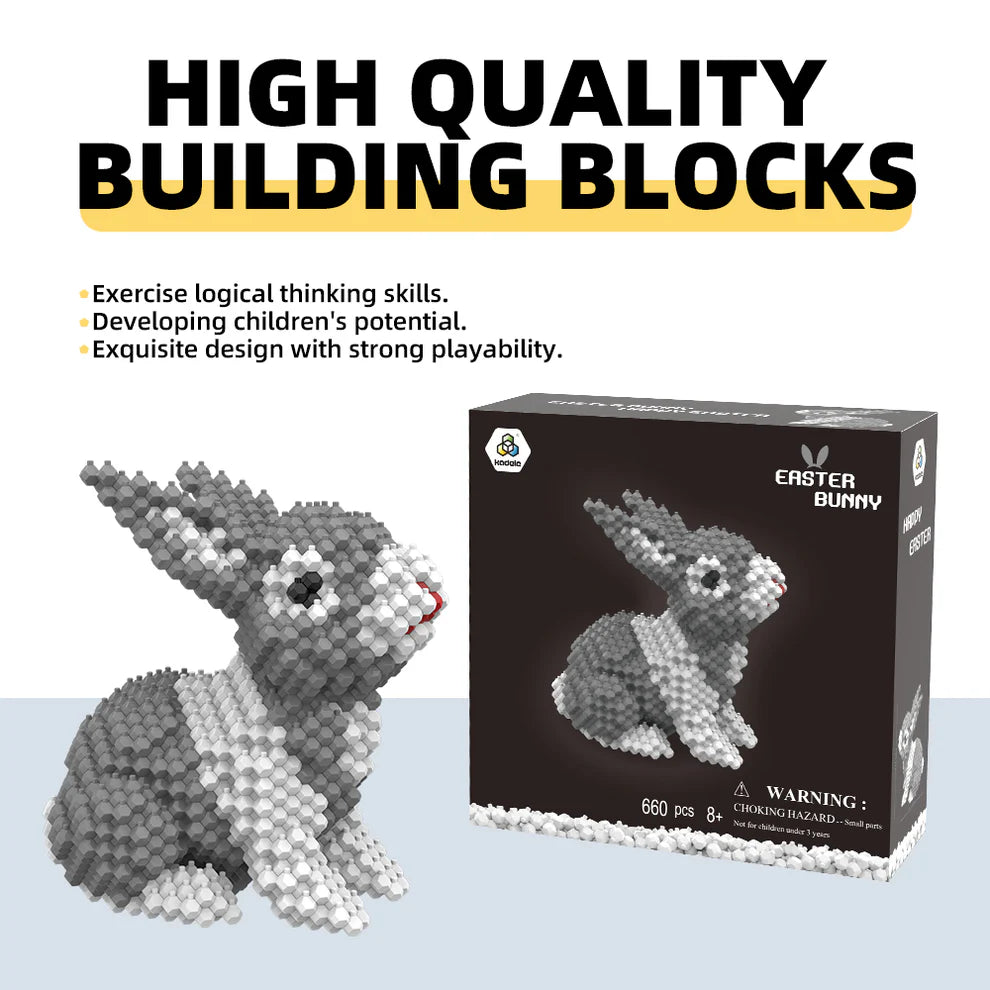 KADELE Easter Bunny Building Animal Sets, Extremely Challenging STEM Building Blocks Decor for Adults Kids, Micro 3D Educational Toys for Boys Girls Ages 8 and Up (660 Pieces)