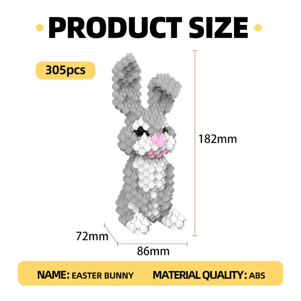 KADELE Bunny Building Animal Sets, Extremely Challenging STEM Building Blocks Decor for Adults Kids, Micro 3D Educational Toys for Boys Girls Ages 8 and Up for Kids (305 Pieces)