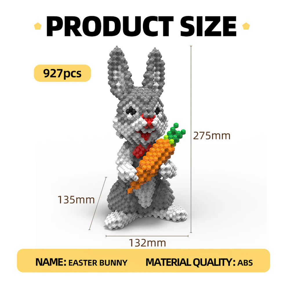 KADELE Easter Bunny Building Animal Sets, Extremely Challenging STEM Building Blocks Decor for Adults Kids, Micro 3D Educational Toys for Boys Girls Ages 8 and Up (927 Pieces)