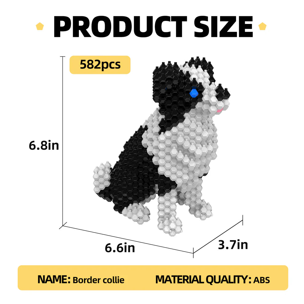 KADELE Border Collie Cute Dog Building Blocks | Micro 3D Educational Toys for 8+ Kids & Adults