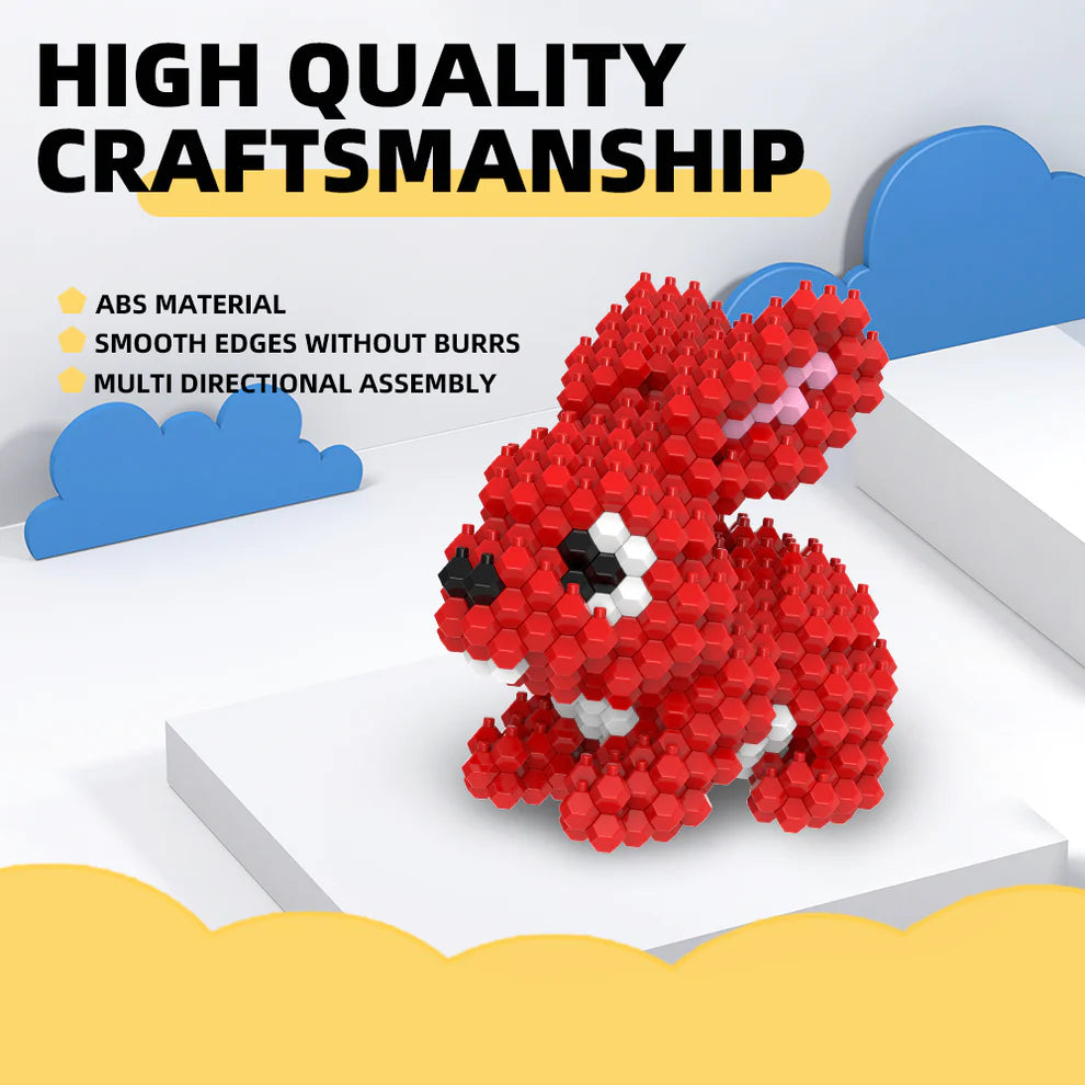 KADELE Easter Bunny Building Animal Sets, Extremely Challenging STEM Building Blocks Decor for Adults Kids, Micro 3D Educational Toys for Boys Girls Ages 8 and Up (265 Pieces)