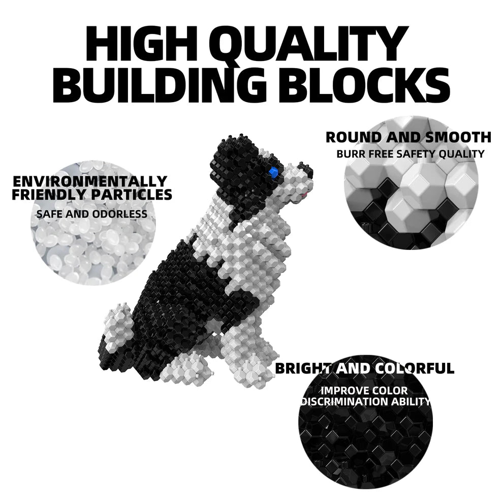 KADELE Border Collie Cute Dog Building Blocks | Micro 3D Educational Toys for 8+ Kids & Adults