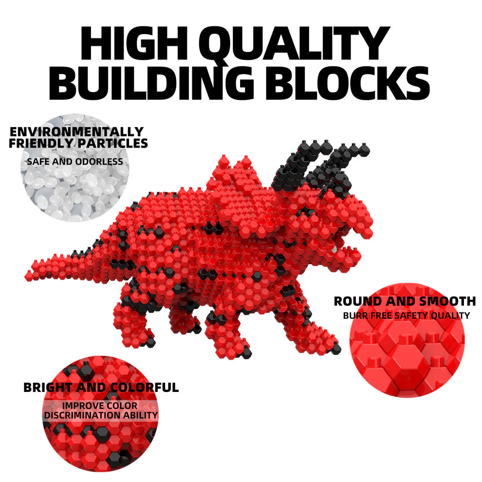KADELE Triceratops Dinosaur Blocks | 519-Piece Educational Toys 8+ Gift