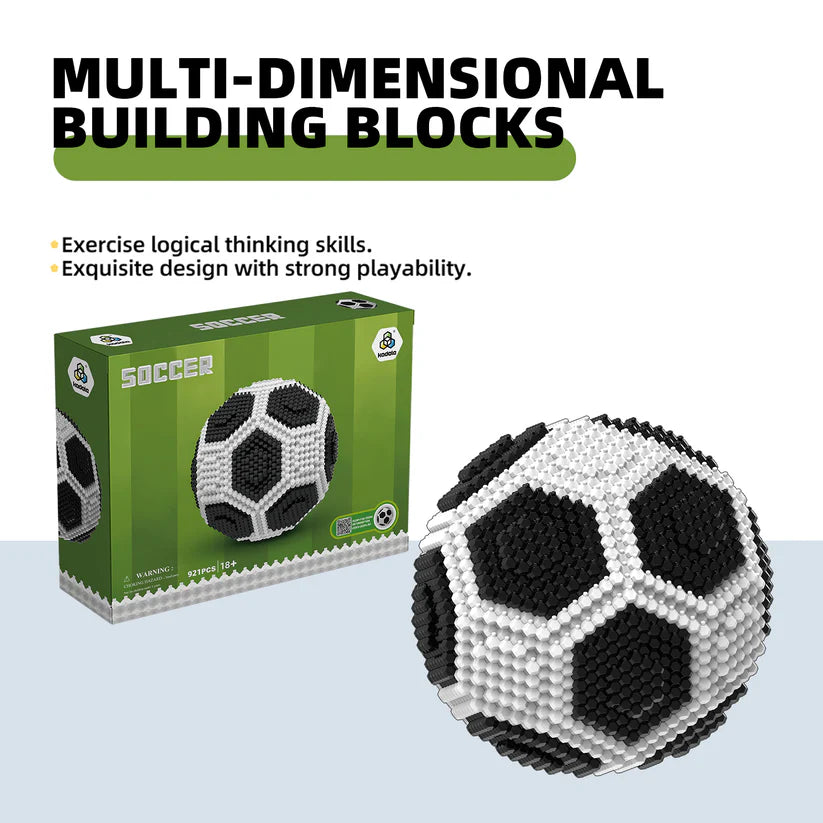 Soccer Building Block Set, Adults challenging STEM Block Decorations, Miniature 3D Educational Toys for Ages 18 and Above, (921 Pieces)