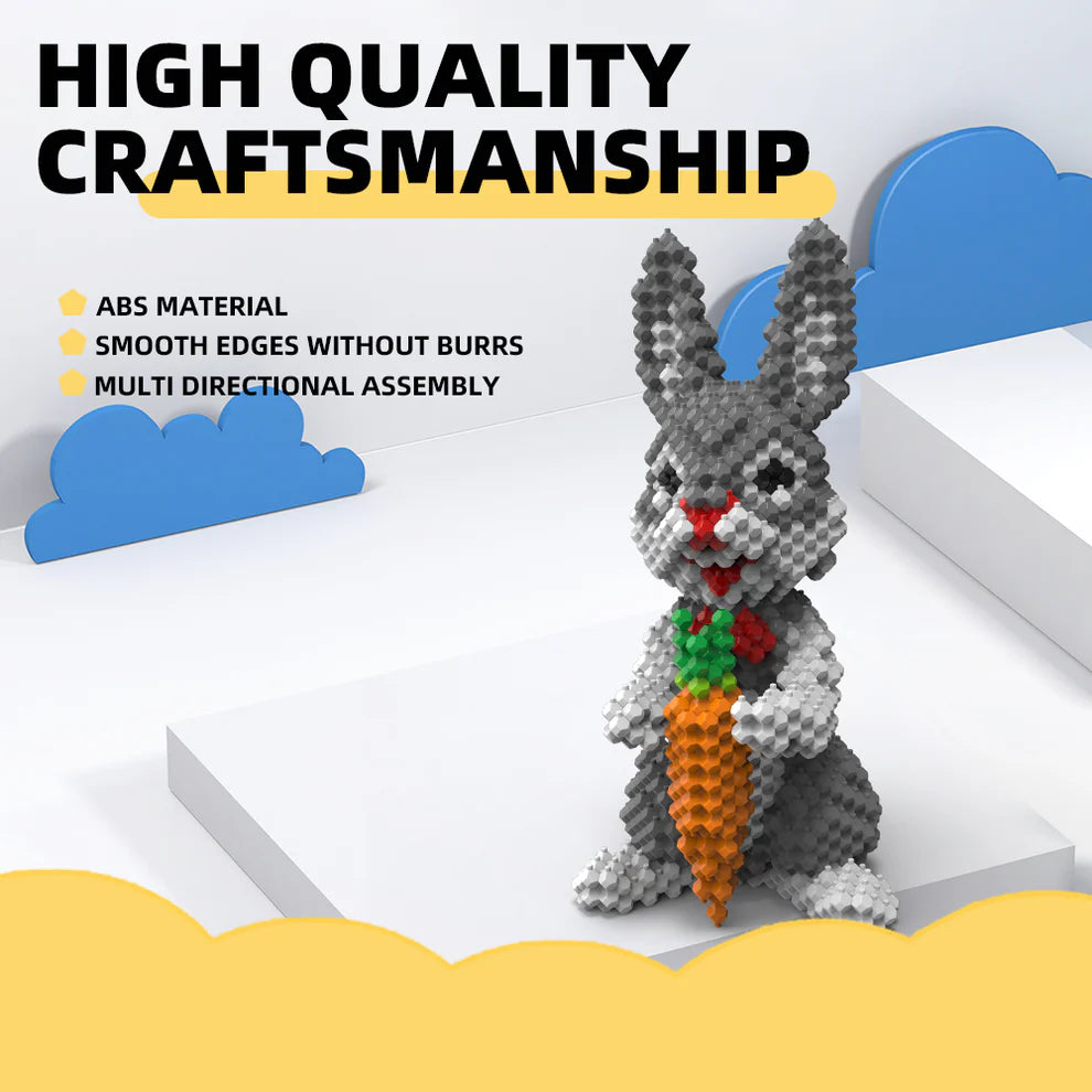 KADELE Easter Bunny Building Animal Sets, Extremely Challenging STEM Building Blocks Decor for Adults Kids, Micro 3D Educational Toys for Boys Girls Ages 8 and Up (927 Pieces)