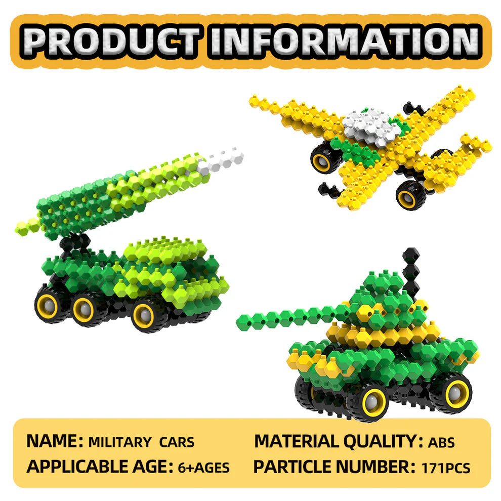 KADELE 3 in 1 Military Vehicle Blocks | 172PCS Micro 3D STEM Educational Toys Ages 6+
