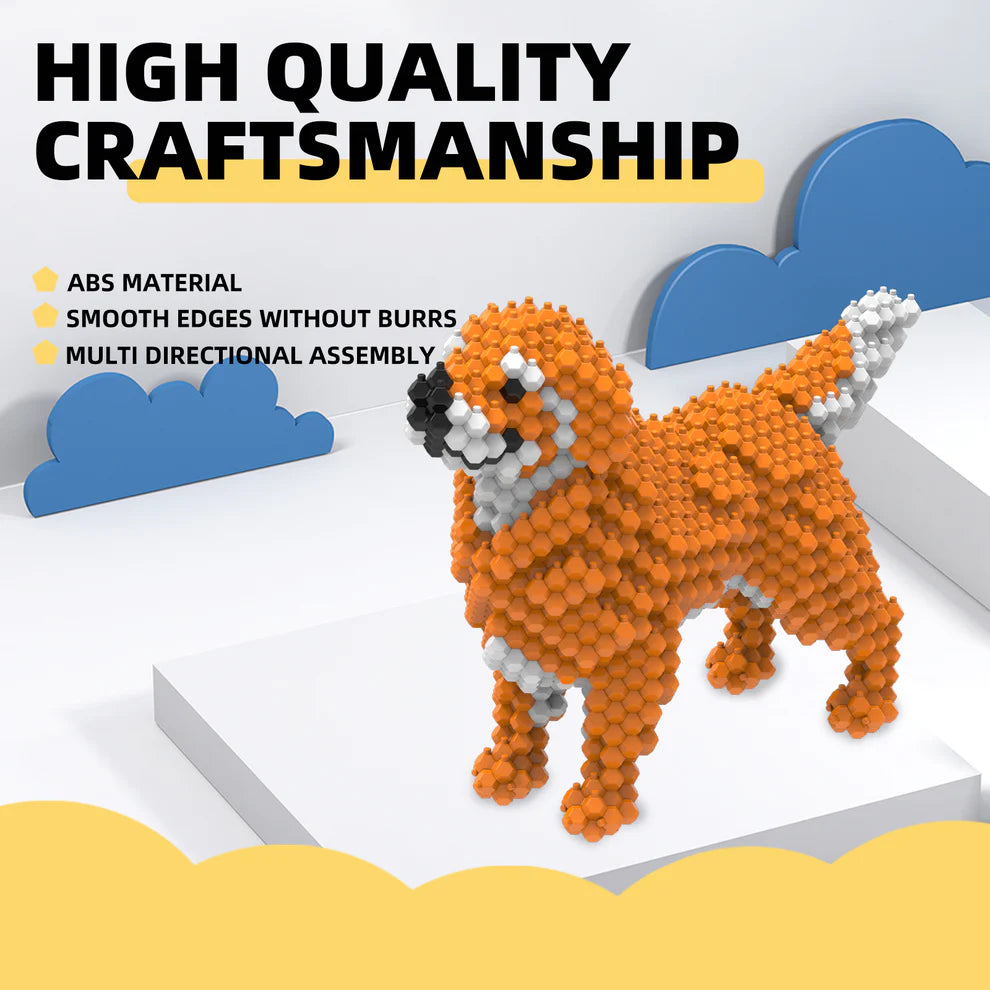 KADELE Golden Retriever Cute Dog STEM Blocks | 723PCS Micro 3D Challenging Educational Toys for 8+ Kids & Adults