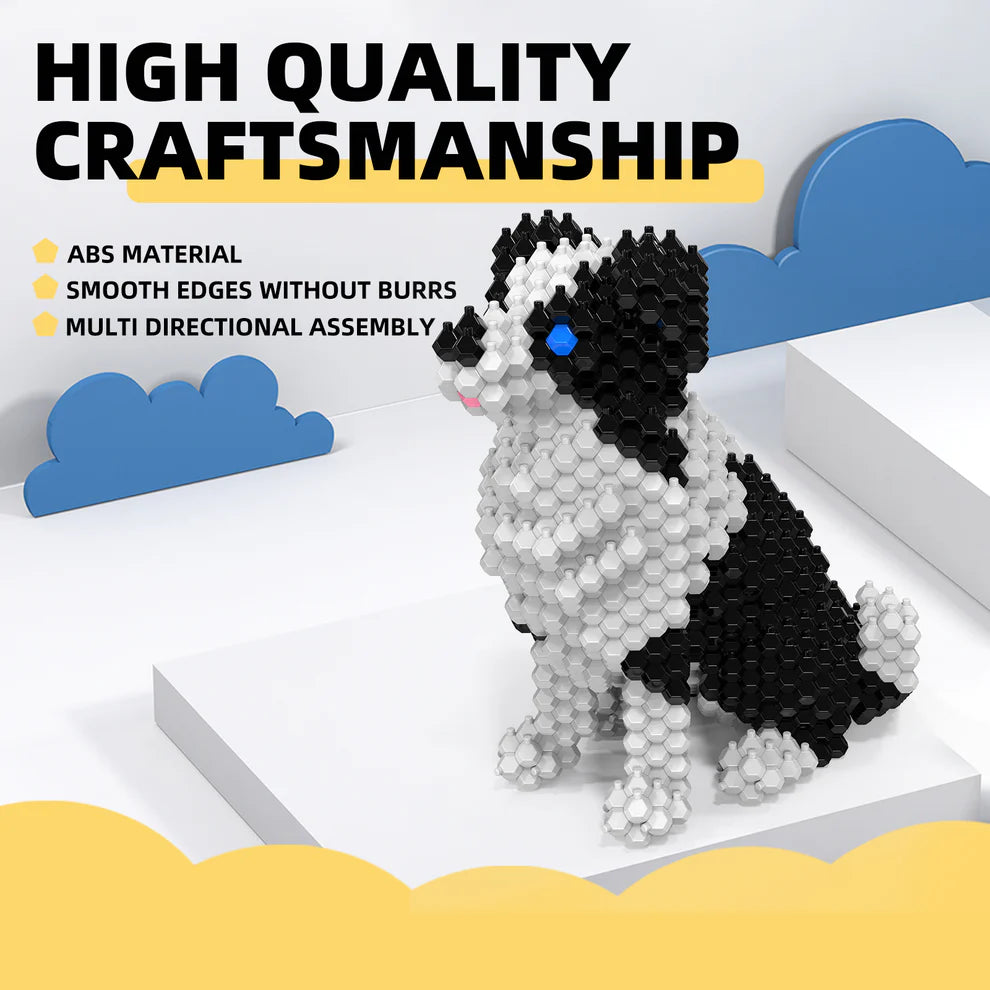 KADELE Border Collie Cute Dog Building Blocks | Micro 3D Educational Toys for 8+ Kids & Adults
