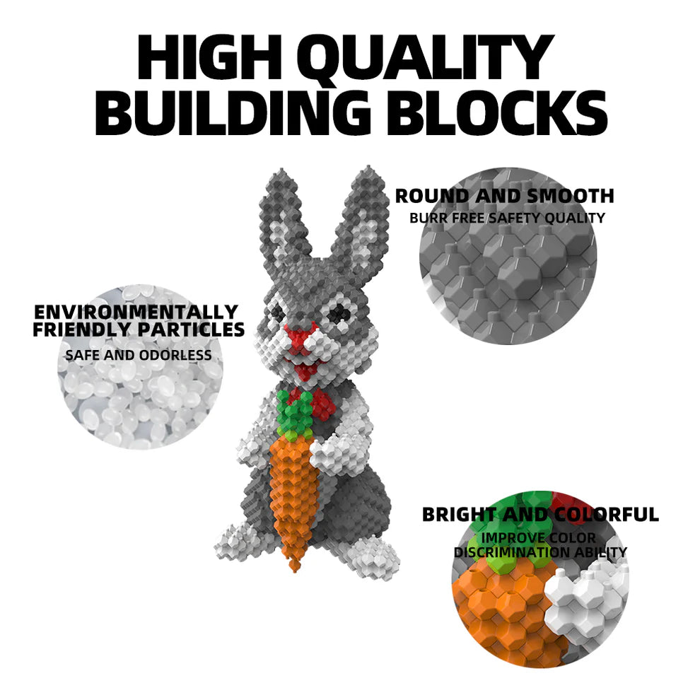 KADELE Easter Bunny Building Animal Sets, Extremely Challenging STEM Building Blocks Decor for Adults Kids, Micro 3D Educational Toys for Boys Girls Ages 8 and Up (927 Pieces)