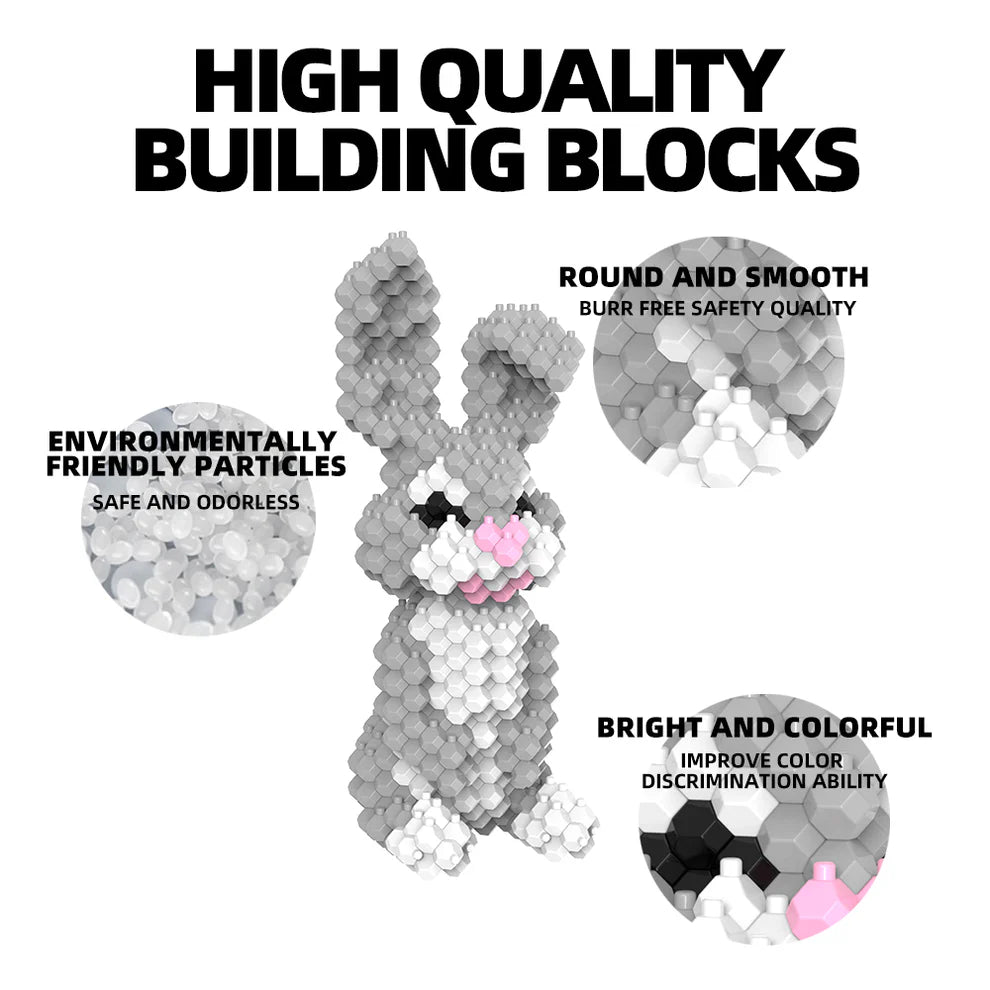 KADELE Bunny STEM Blocks | 305-Piece Micro 3D Educational Toys Ages 8+