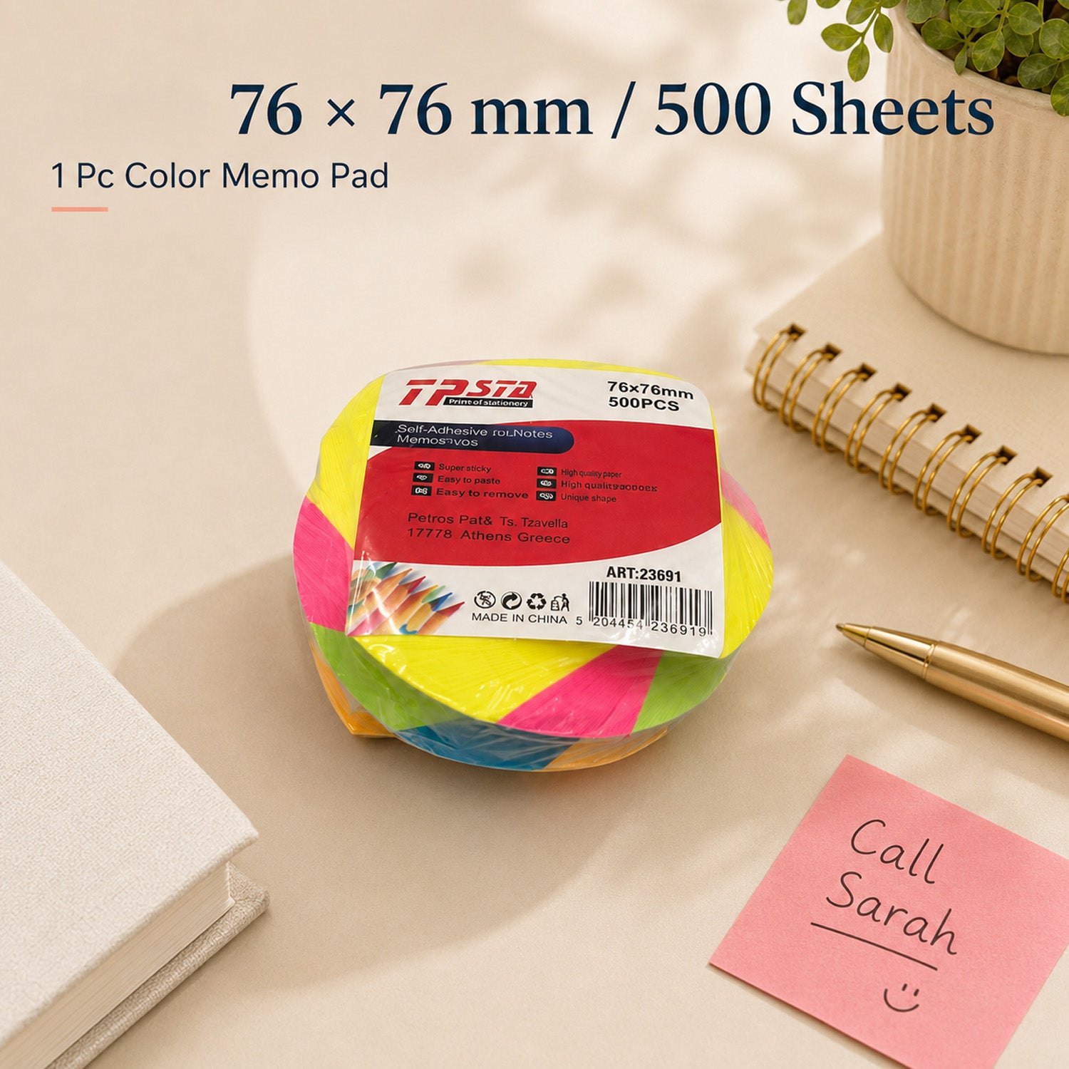 5828079283613 - 500-Sheet Color Sticky Notes