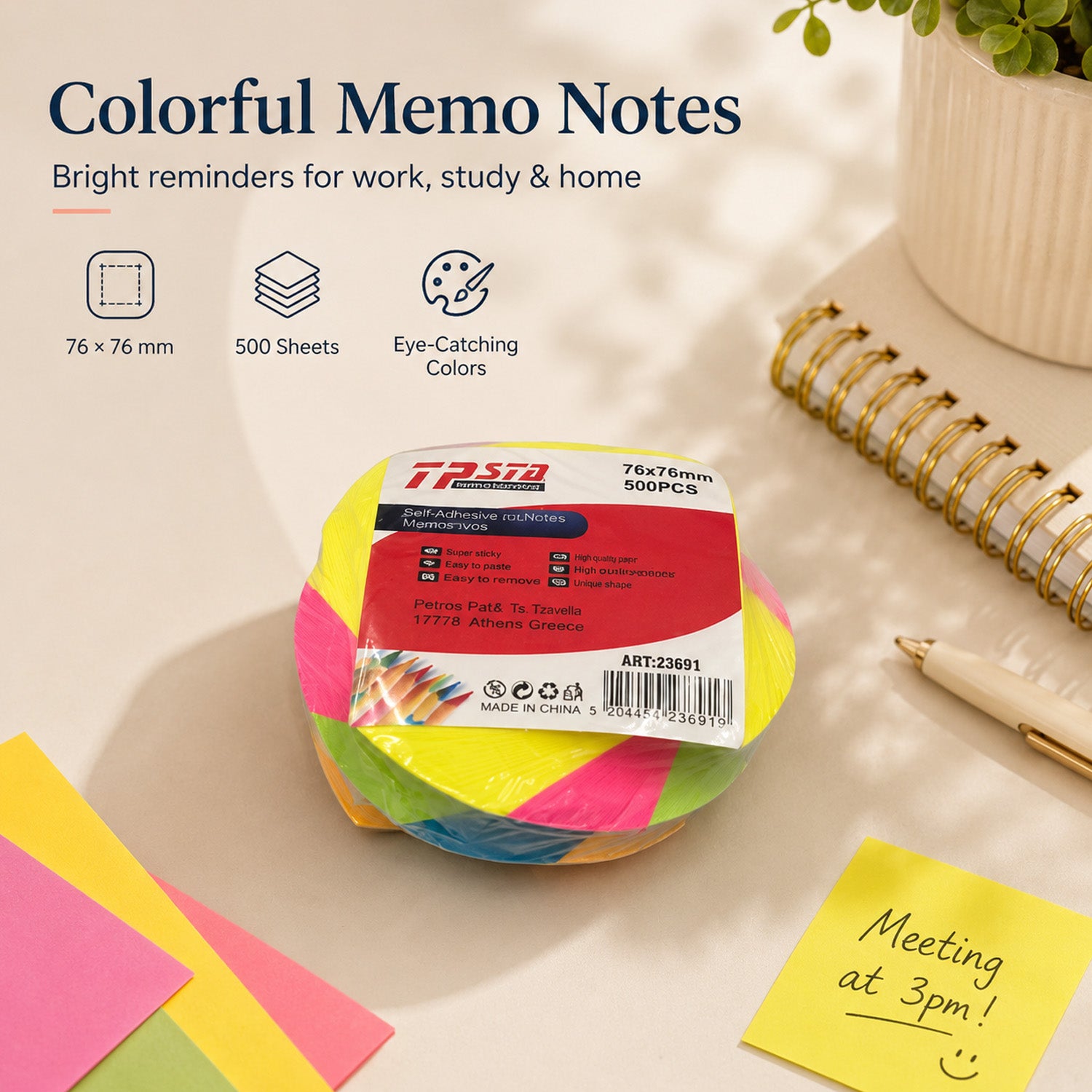 5828079283613 - 500-Sheet Color Sticky Notes