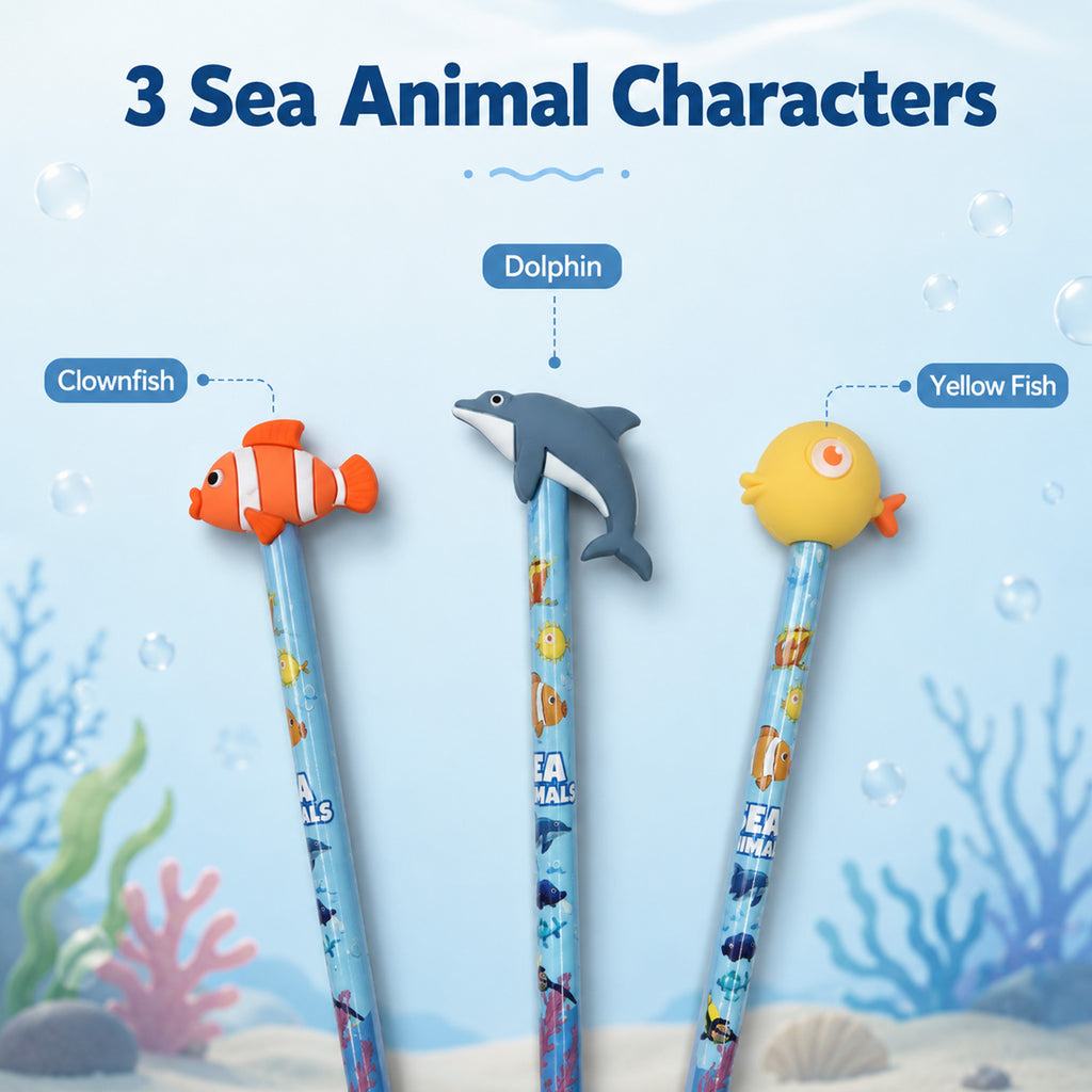 5881800267887 - 3-Piece Sea Animal Pencil Set