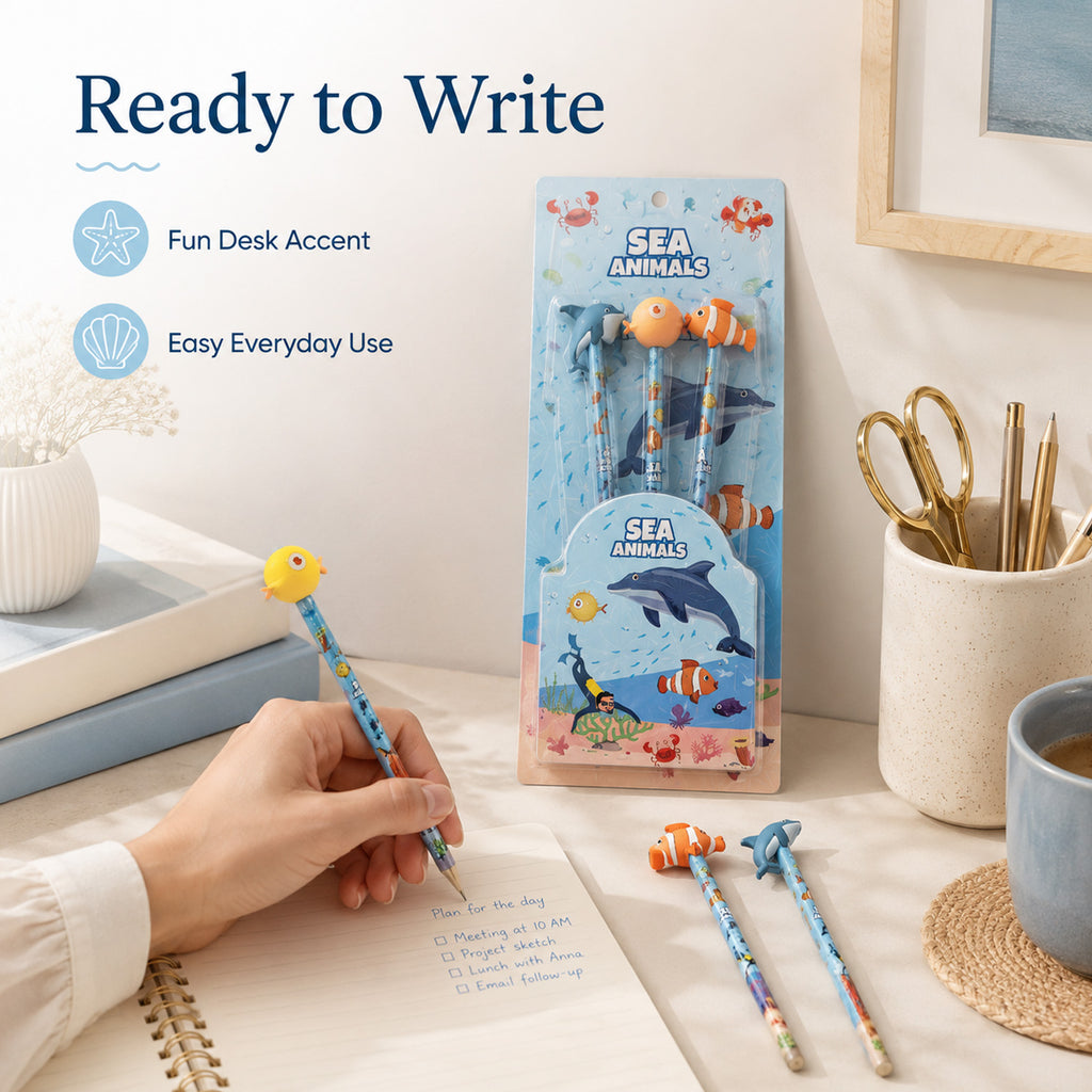 5881800267887 - 3-Piece Sea Animal Pencil Set
