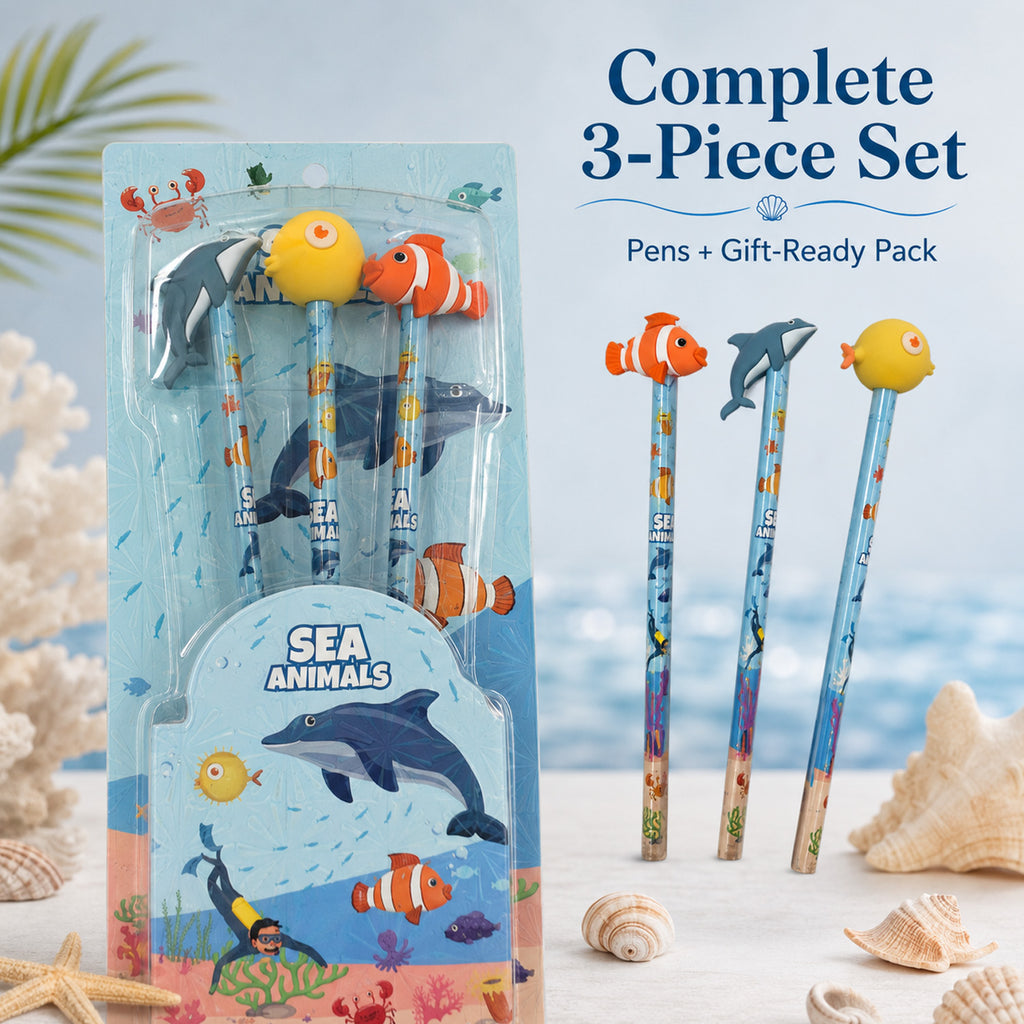 5881800267887 - 3-Piece Sea Animal Pencil Set