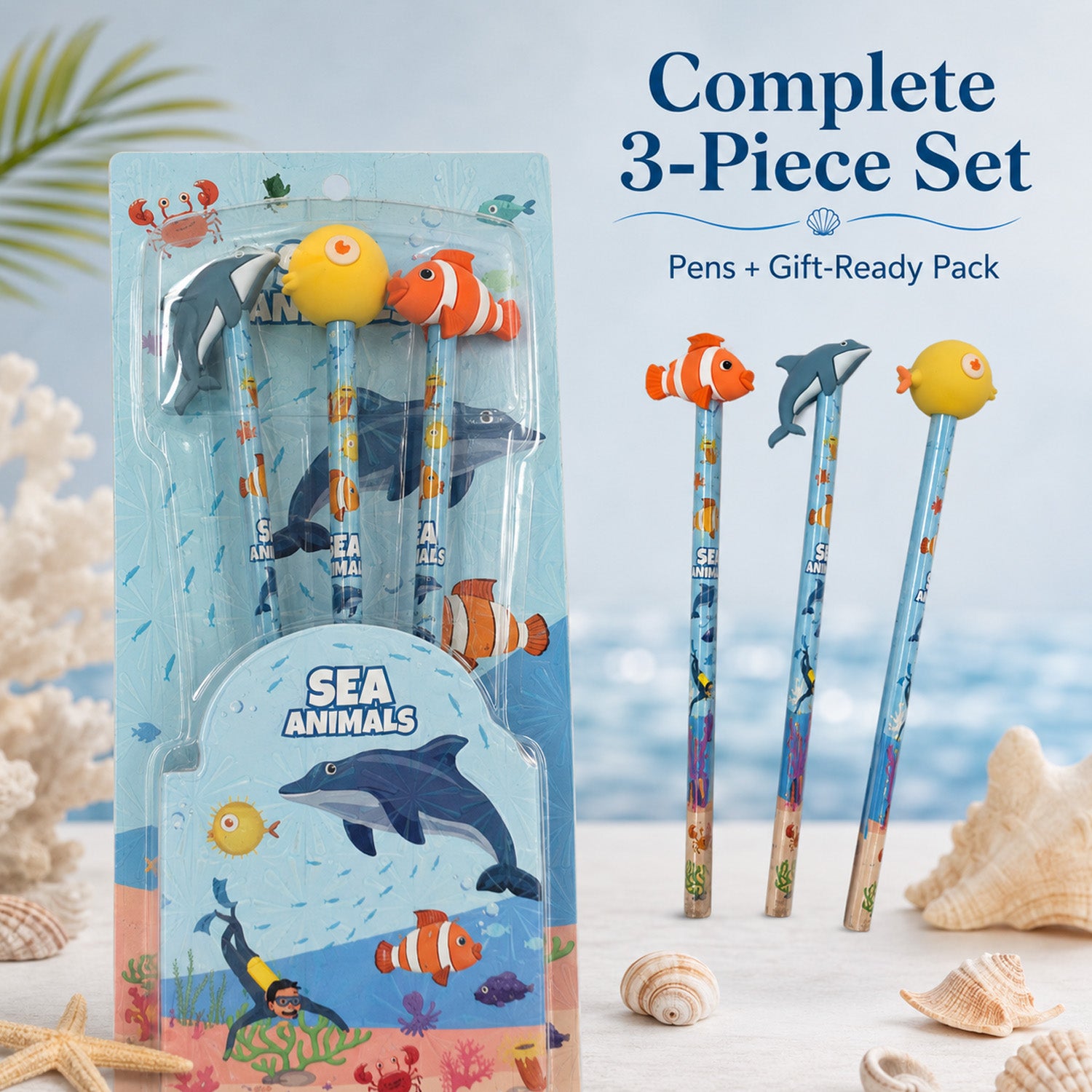 5881800267887 - 3-Piece Sea Animal Pencil Set