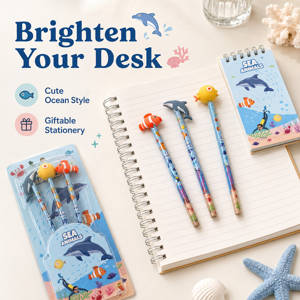 5881800267887 - 3-Piece Sea Animal Pencil Set