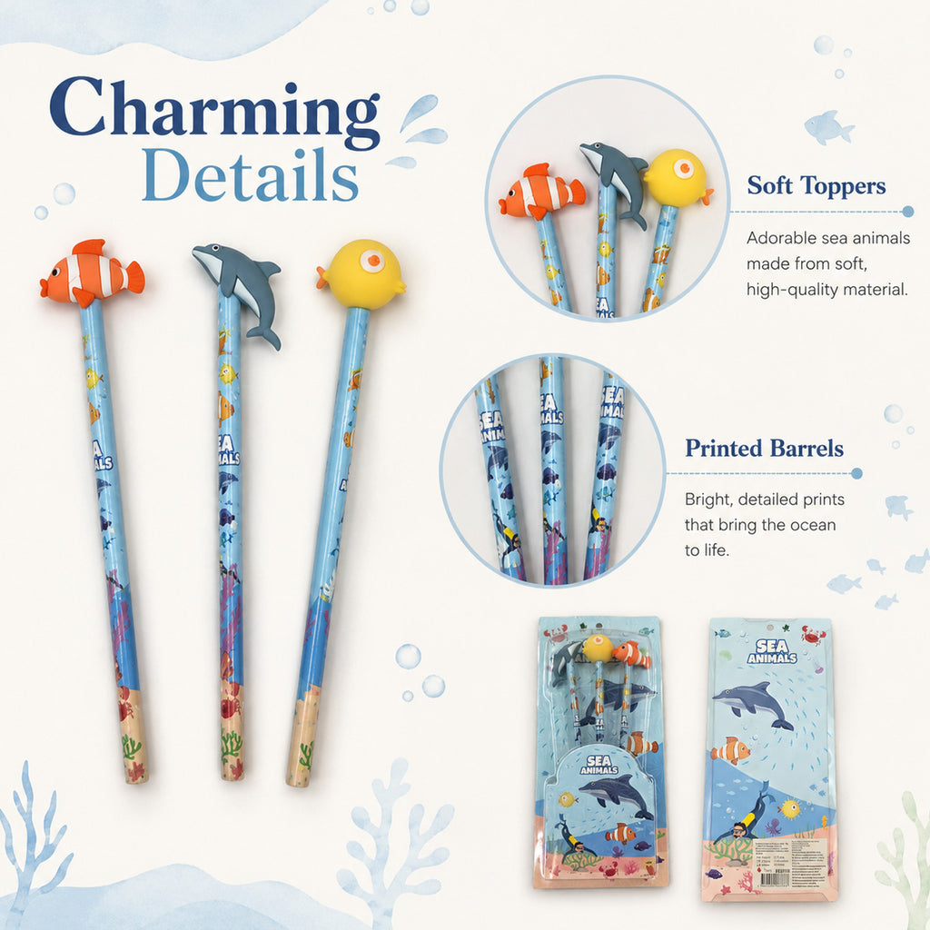 5881800267887 - 3-Piece Sea Animal Pencil Set