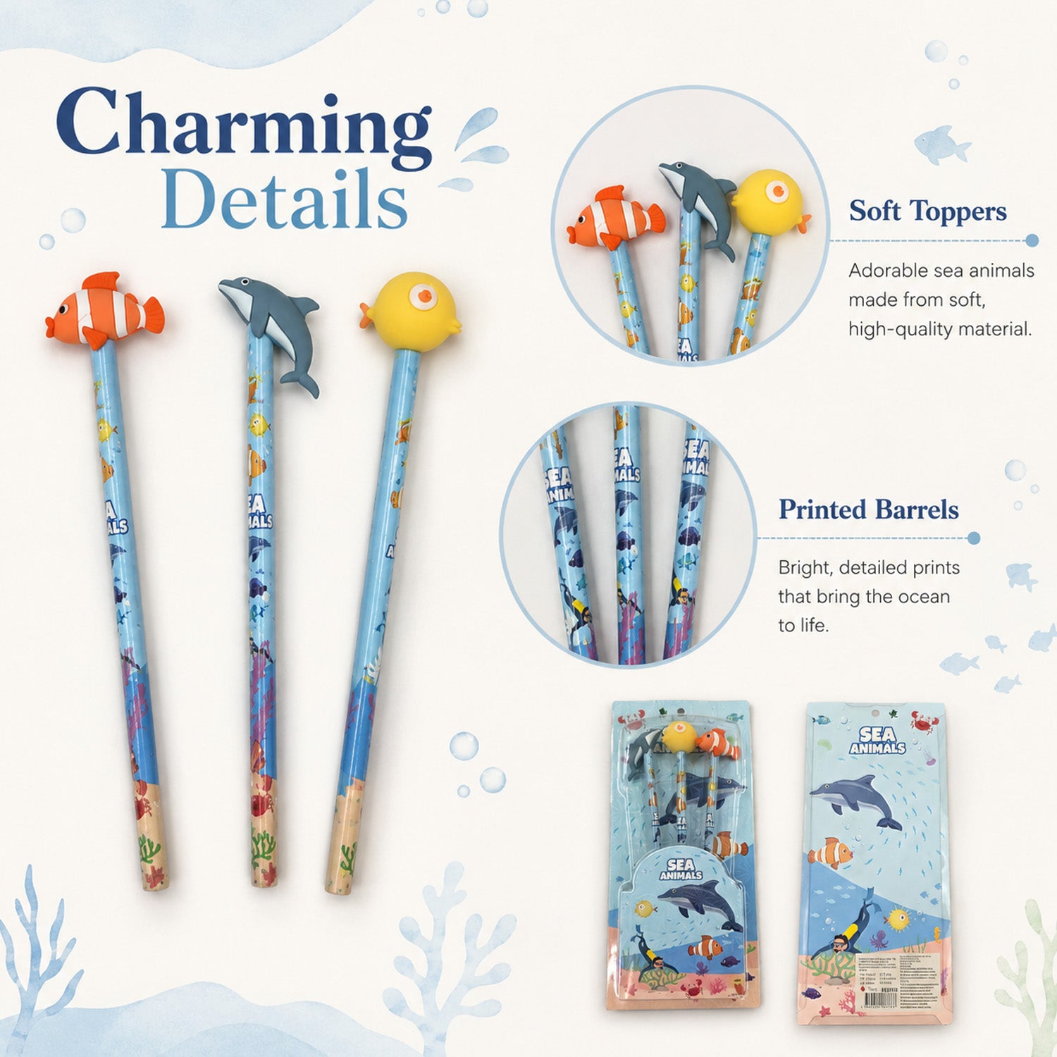 5881800267887 - 3-Piece Sea Animal Pencil Set
