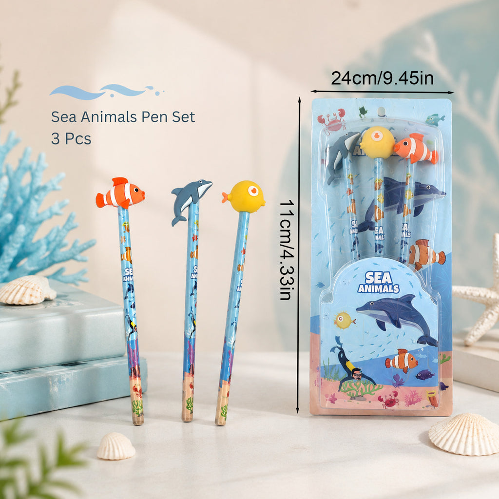 5881800267887 - 3-Piece Sea Animal Pencil Set