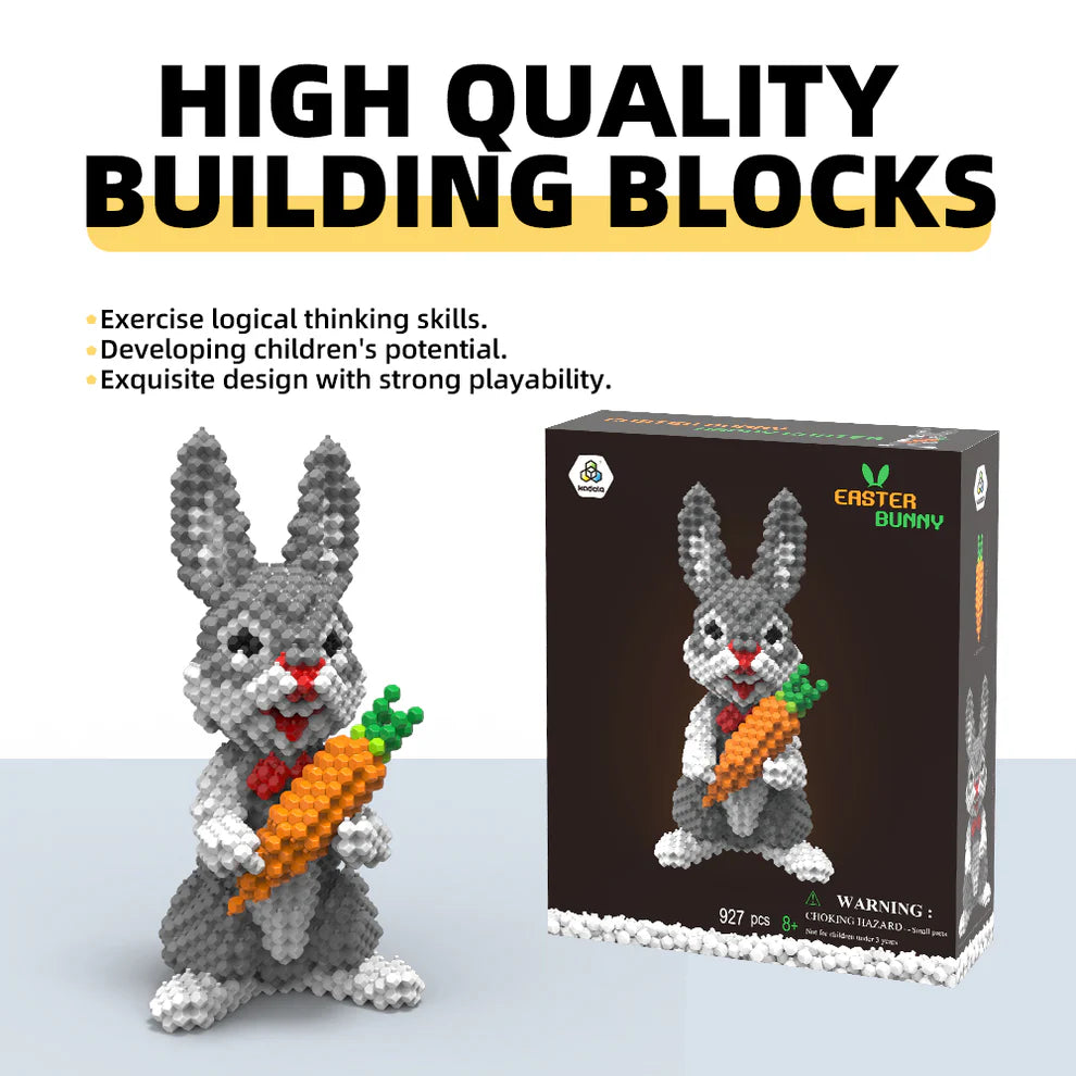 KADELE Easter Bunny Building Animal Sets, Extremely Challenging STEM Building Blocks Decor for Adults Kids, Micro 3D Educational Toys for Boys Girls Ages 8 and Up (927 Pieces)