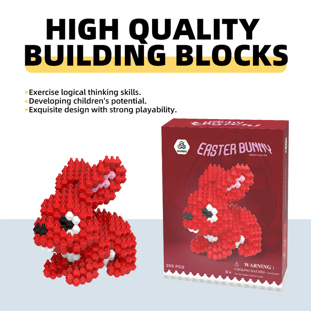 KADELE Easter Bunny Building Animal Sets, Extremely Challenging STEM Building Blocks Decor for Adults Kids, Micro 3D Educational Toys for Boys Girls Ages 8 and Up (265 Pieces)