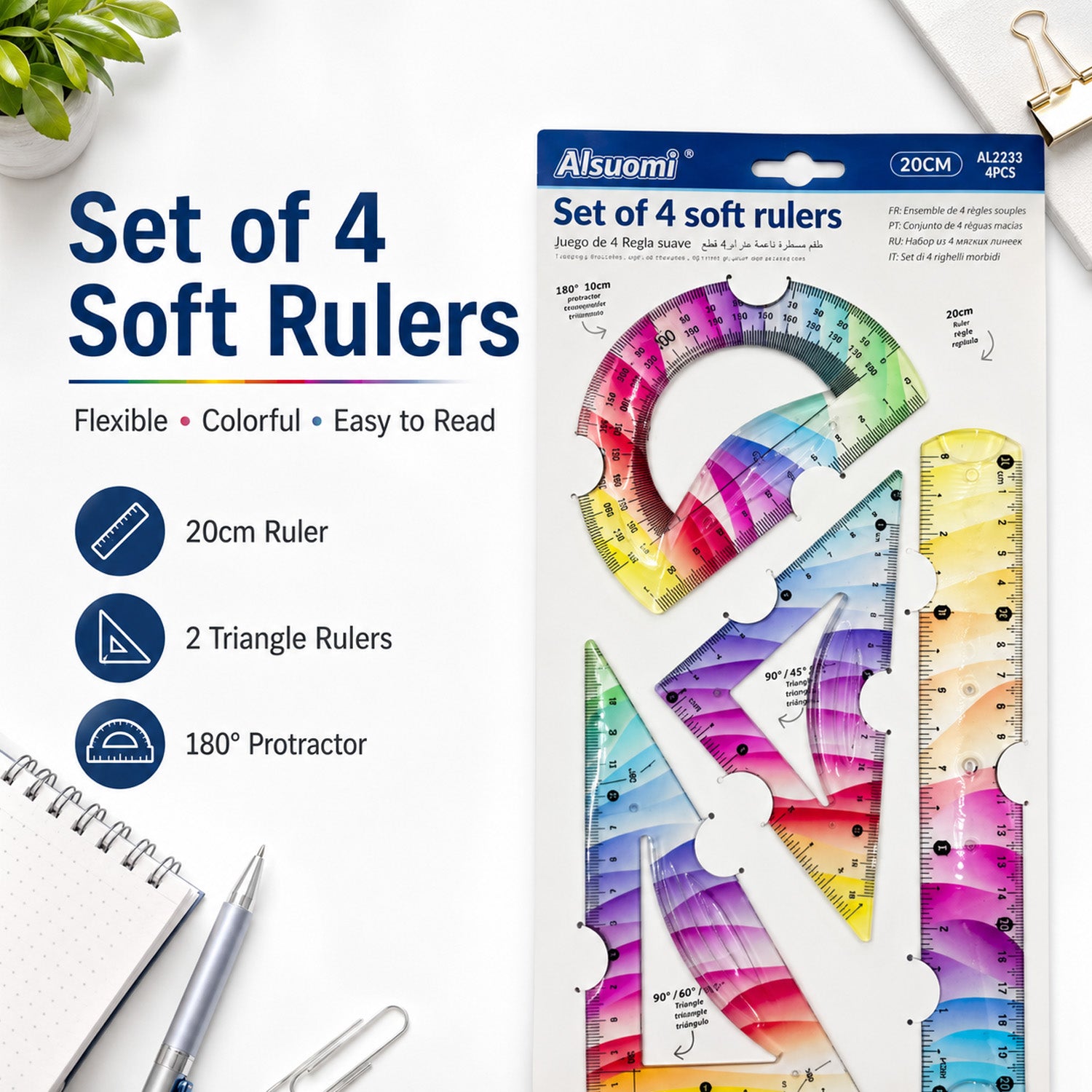 6926999201713 - Small 4-Piece Flexible Ruler Set