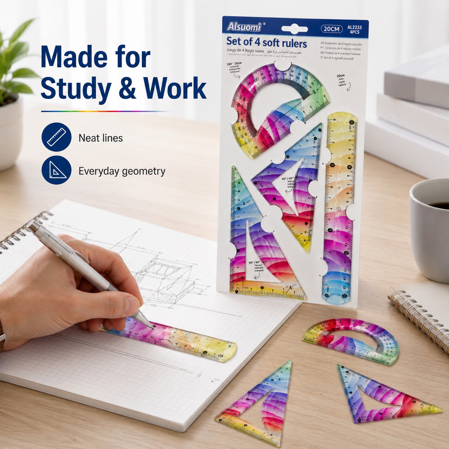 6926999201713 - Small 4-Piece Flexible Ruler Set