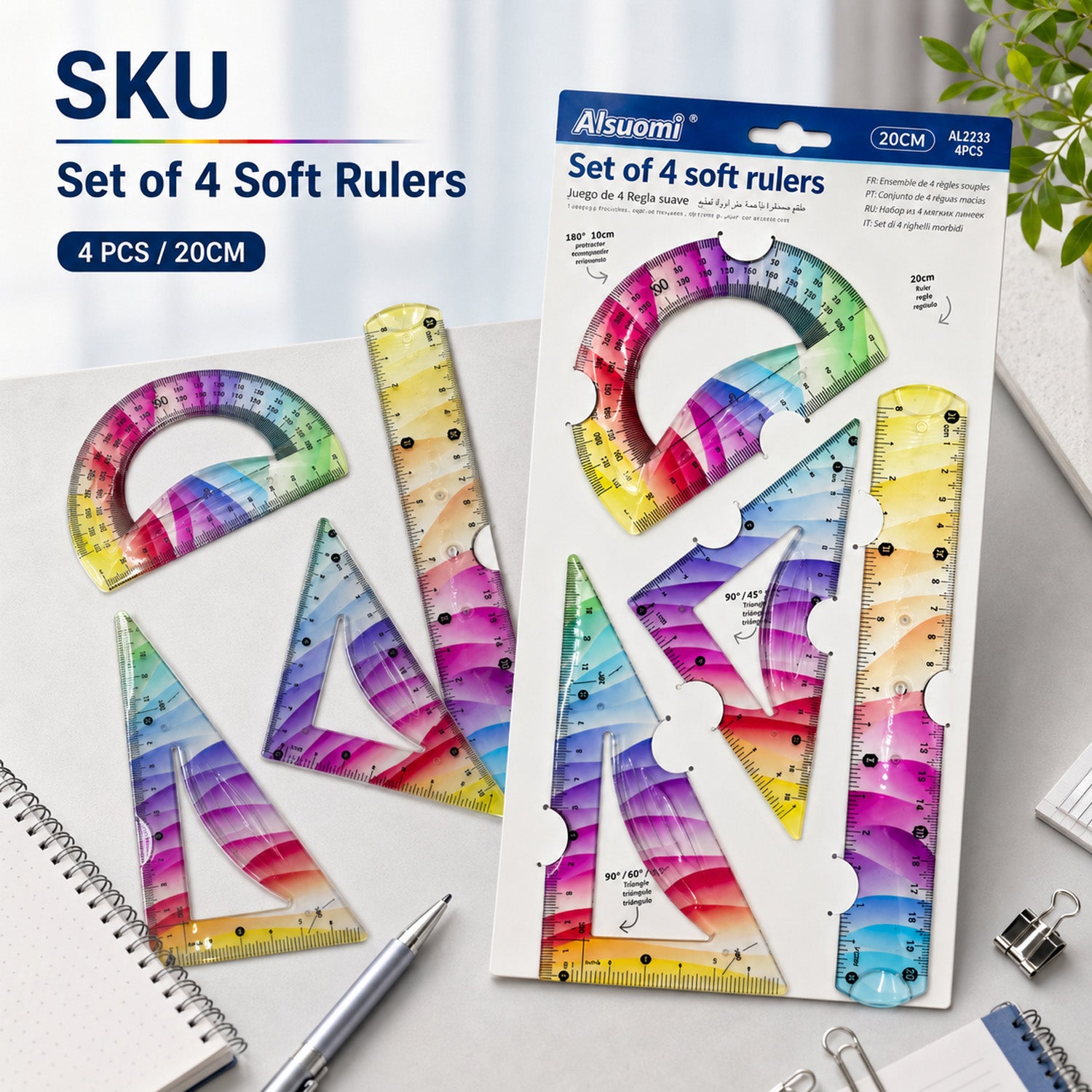 6926999201713 - Small 4-Piece Flexible Ruler Set