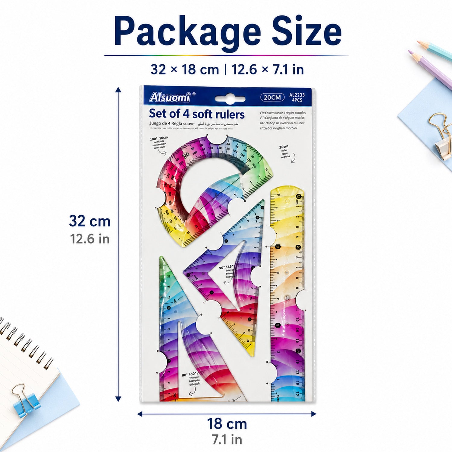 6926999201713 - Small 4-Piece Flexible Ruler Set