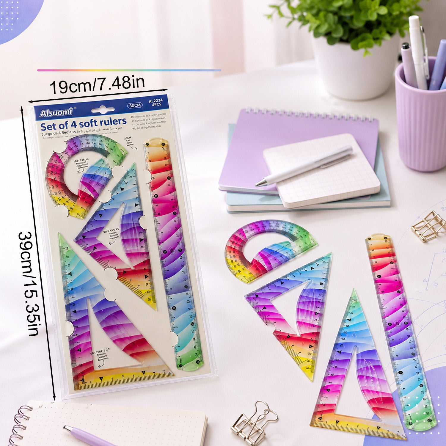 6926999201720 - Large 4-Piece Flexible Ruler Set