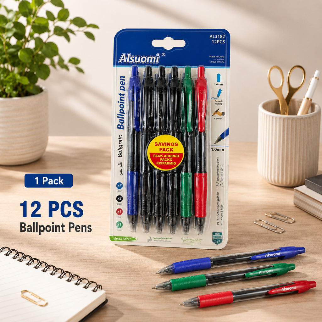 6976099388548 - 12-Piece Multicolor Ballpoint Pen Set