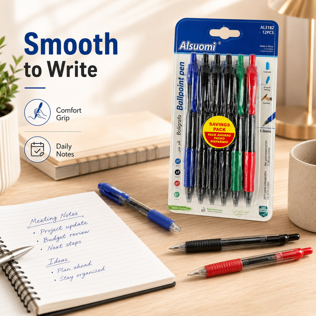 6976099388548 - 12-Piece Multicolor Ballpoint Pen Set