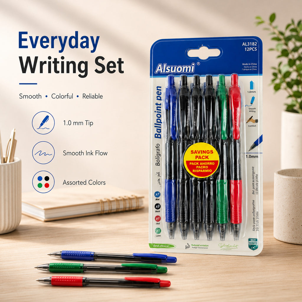 6976099388548 - 12-Piece Multicolor Ballpoint Pen Set