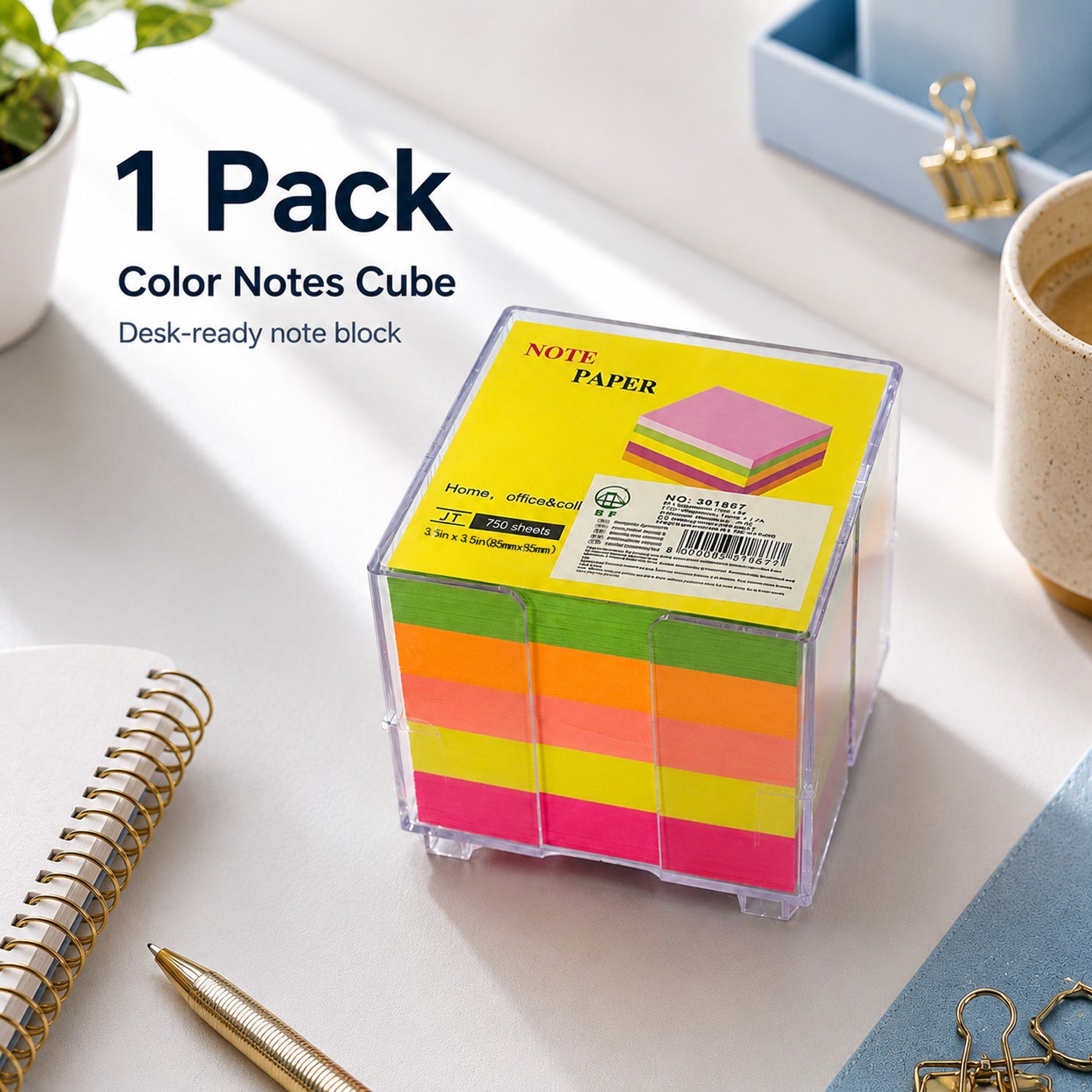 8000003018677 - 750-Sheet Color Sticky Notes with Box
