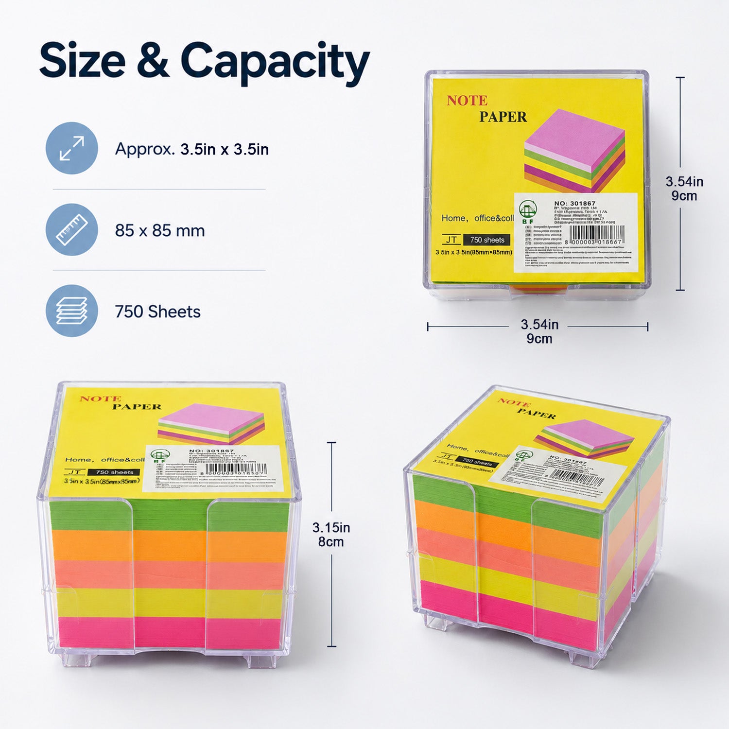 8000003018677 - 750-Sheet Color Sticky Notes with Box
