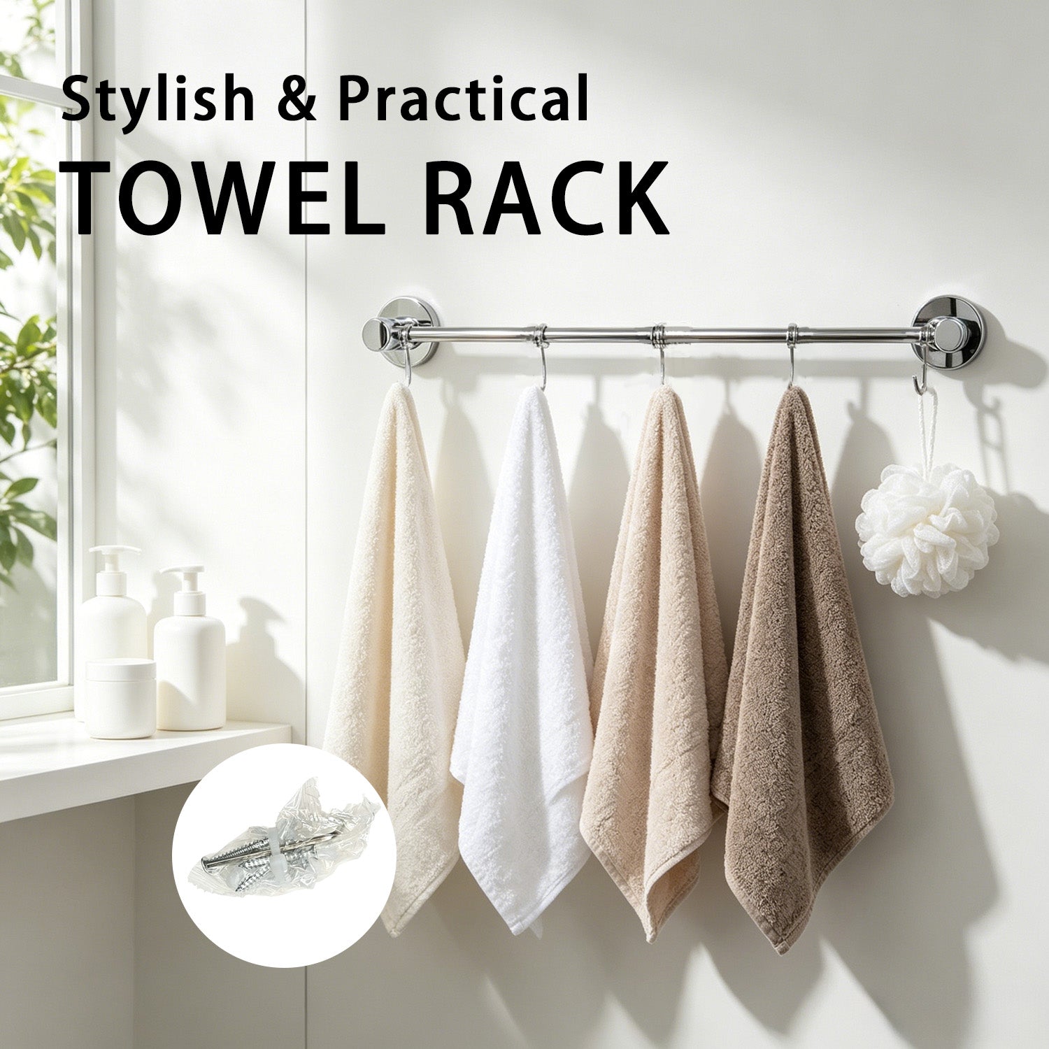 898357 - 5-Hook Wall Mounted Coat Rack - 44.5cm
