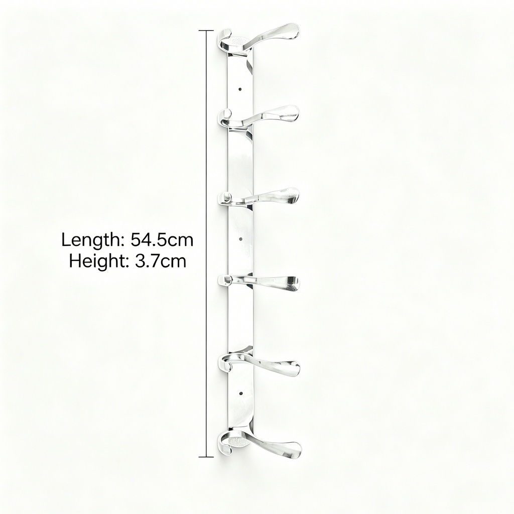 898753 - 6-Hook Wall Mounted Coat Rack - 54.5cm×3.7cm