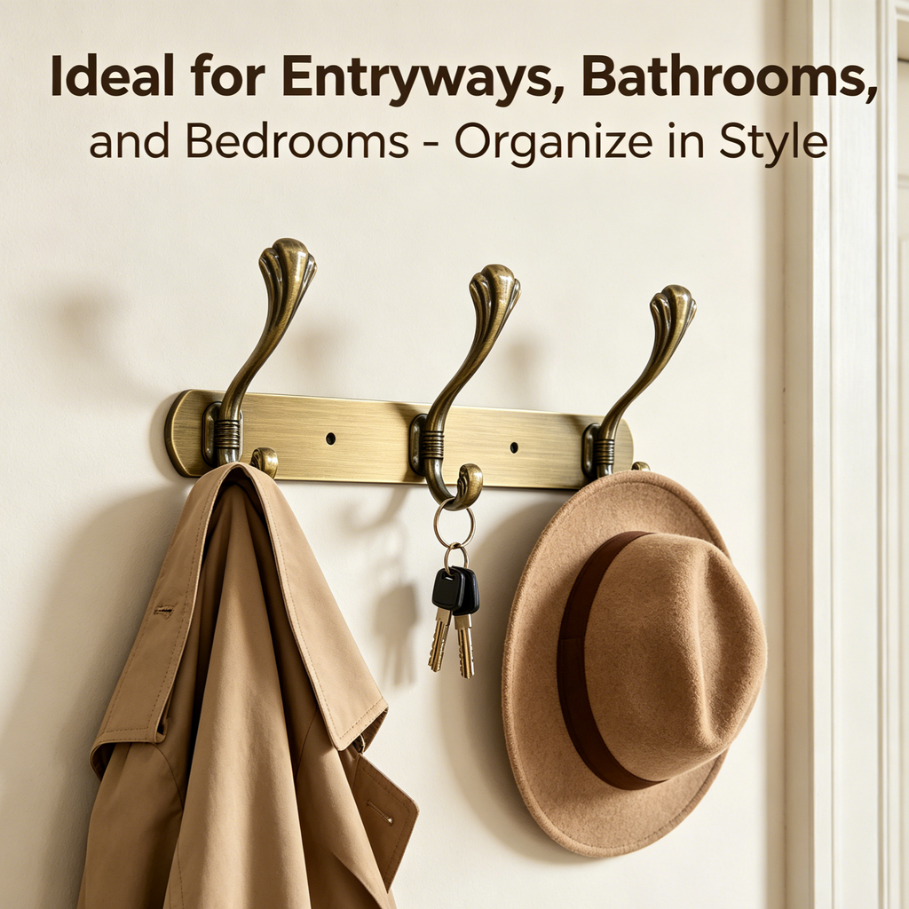 898777 - 3-Hook Wall Mounted Coat Rack - 24cm×3.7cm