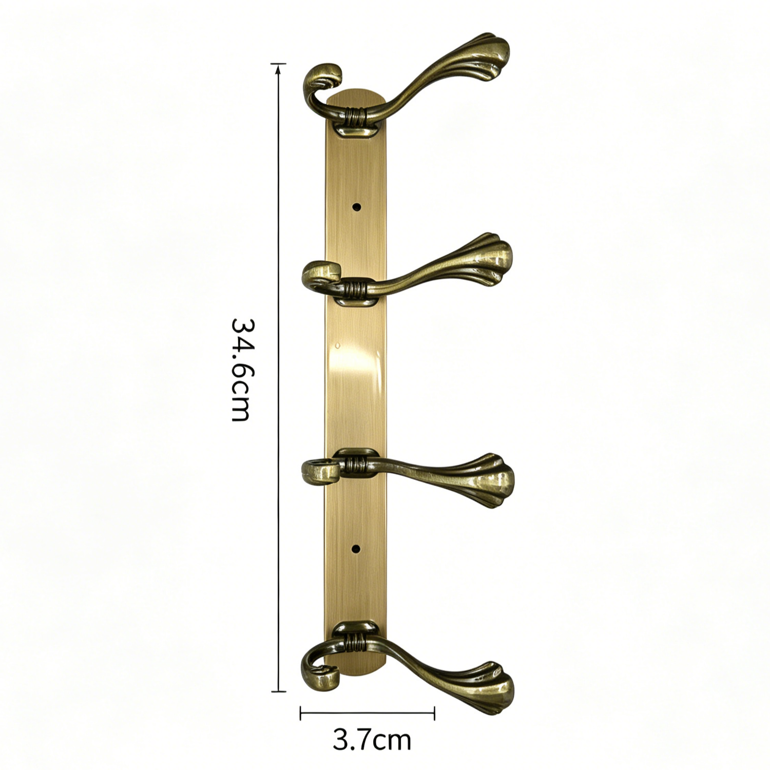898784 - 4-Hook Wall Mounted Coat Rack - 34.6cm×3.7cm