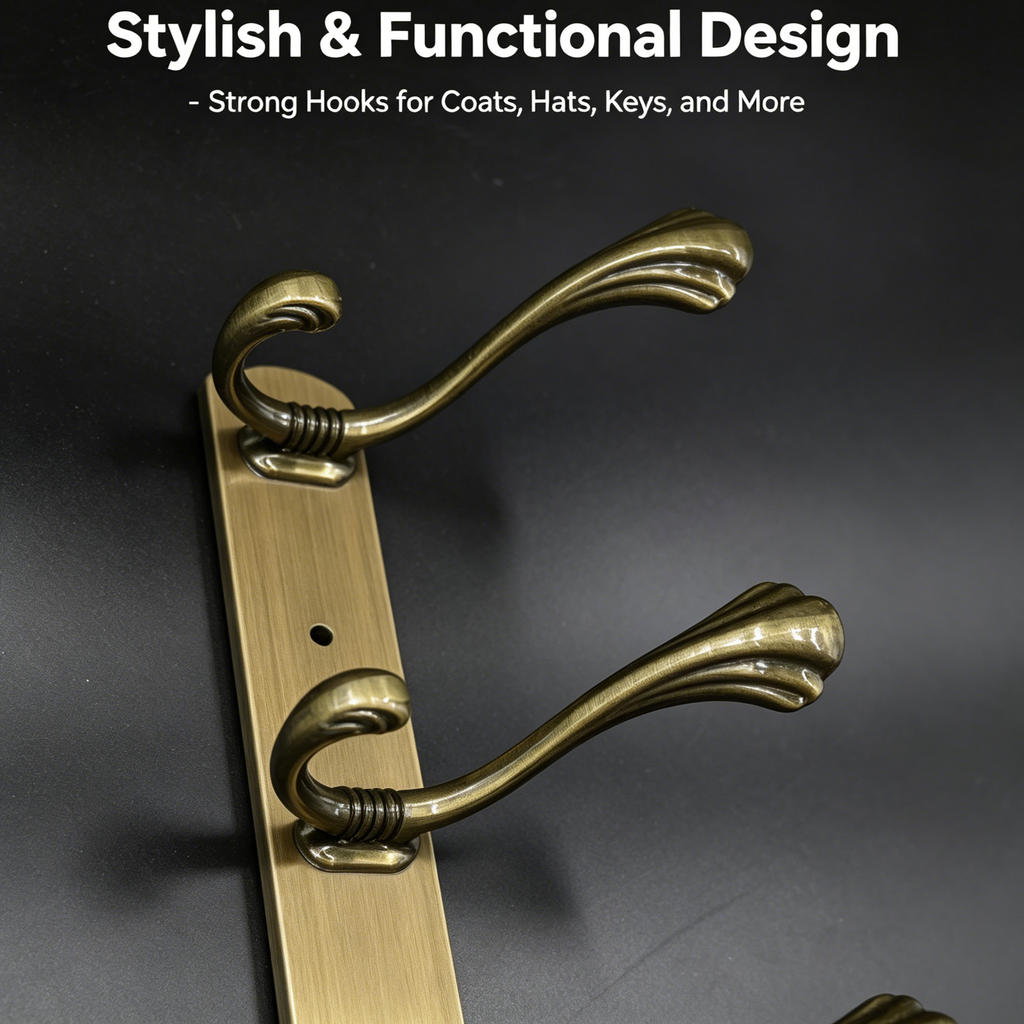 898784 - 4-Hook Wall Mounted Coat Rack - 34.6cm×3.7cm