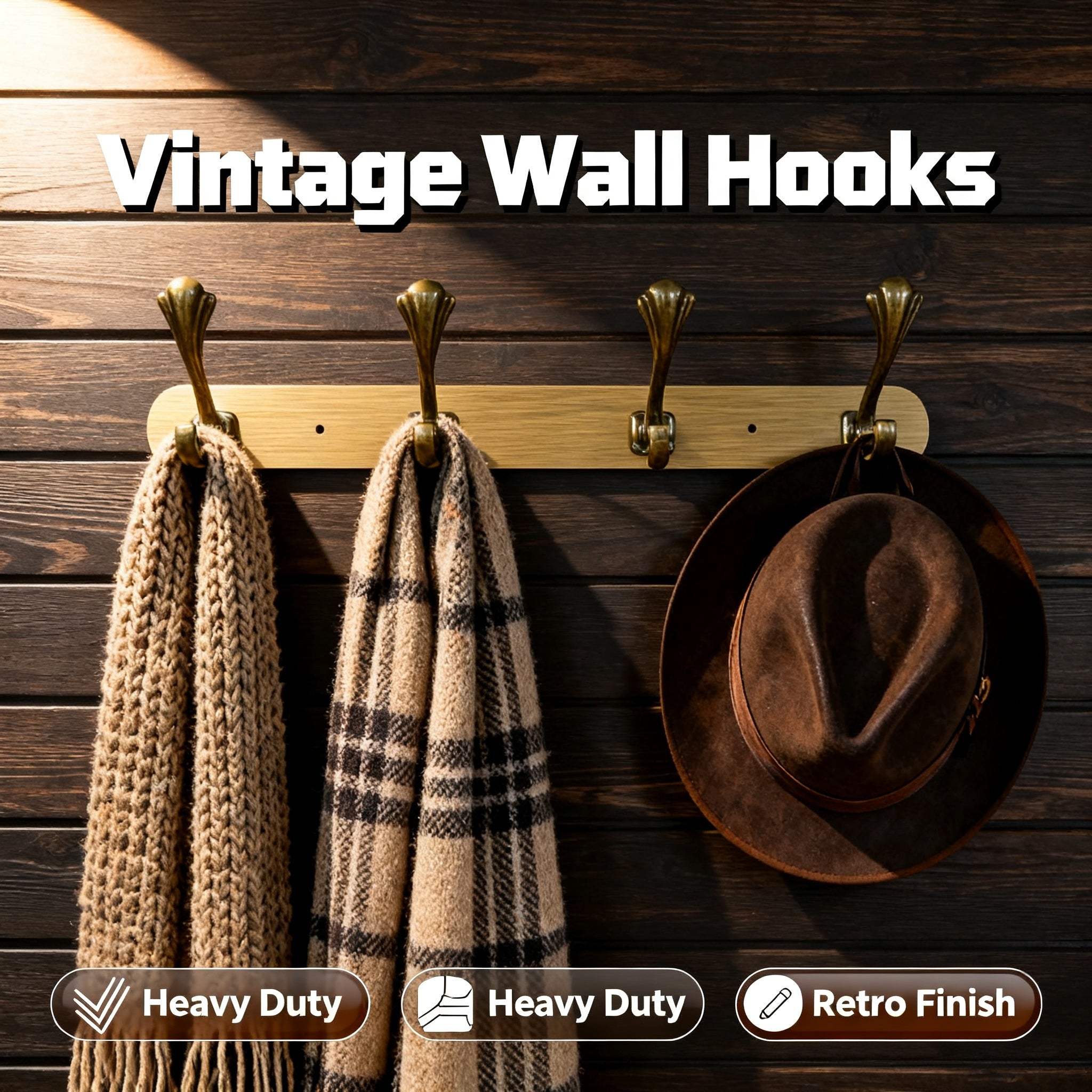 898784 - 4-Hook Wall Mounted Coat Rack - 34.6cm×3.7cm
