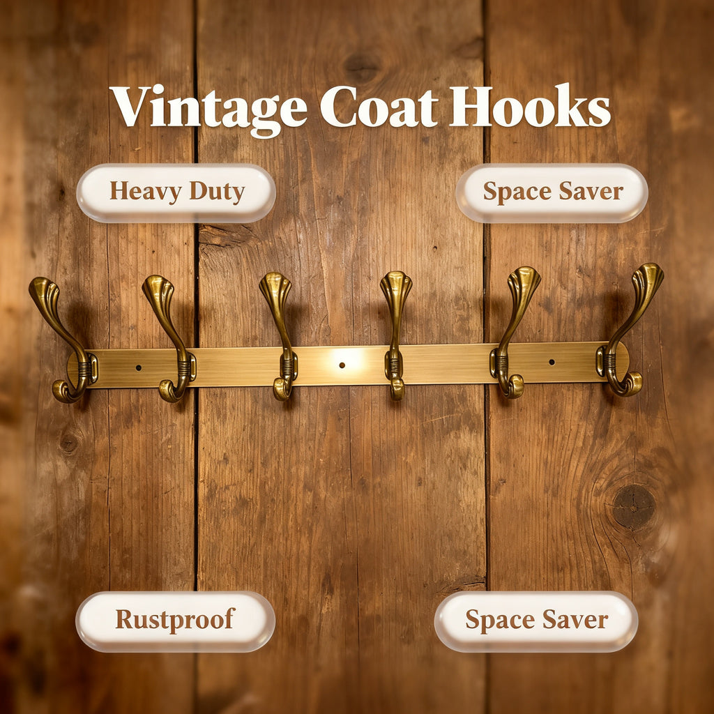 898807 - 6-Hook Wall Mounted Coat Rack - 54.5cm×3.7cm