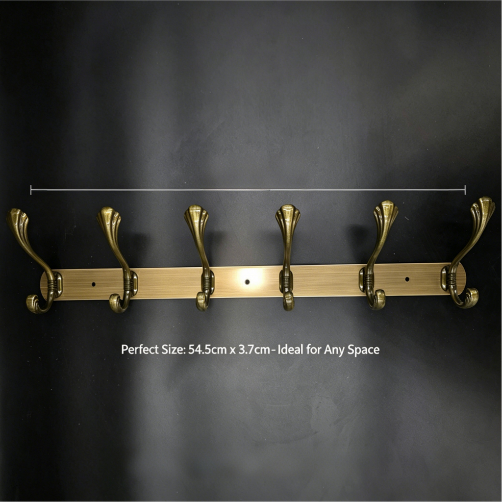 898807 - 6-Hook Wall Mounted Coat Rack - 54.5cm×3.7cm