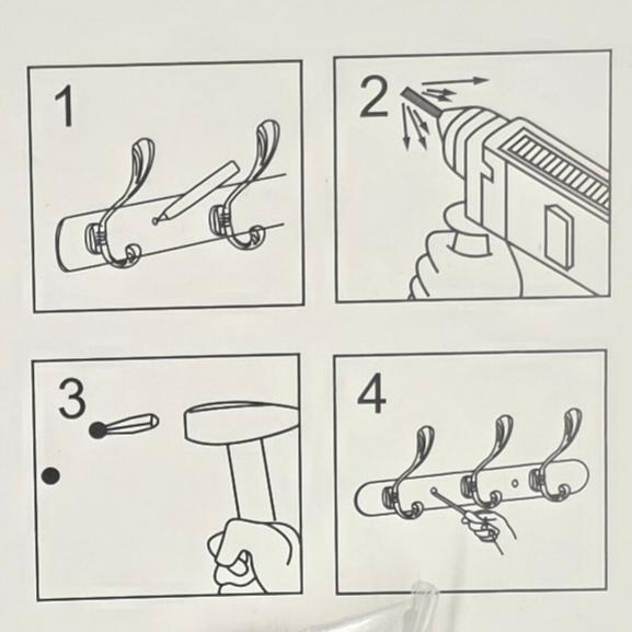 898821 - 3-Hook Wall Mounted Coat Rack - 24cm×3.7cm