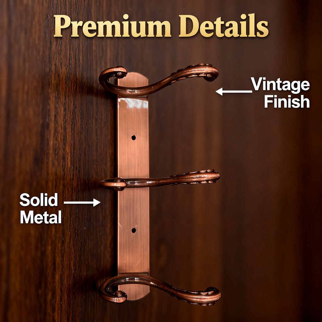 898821 - 3-Hook Wall Mounted Coat Rack - 24cm×3.7cm