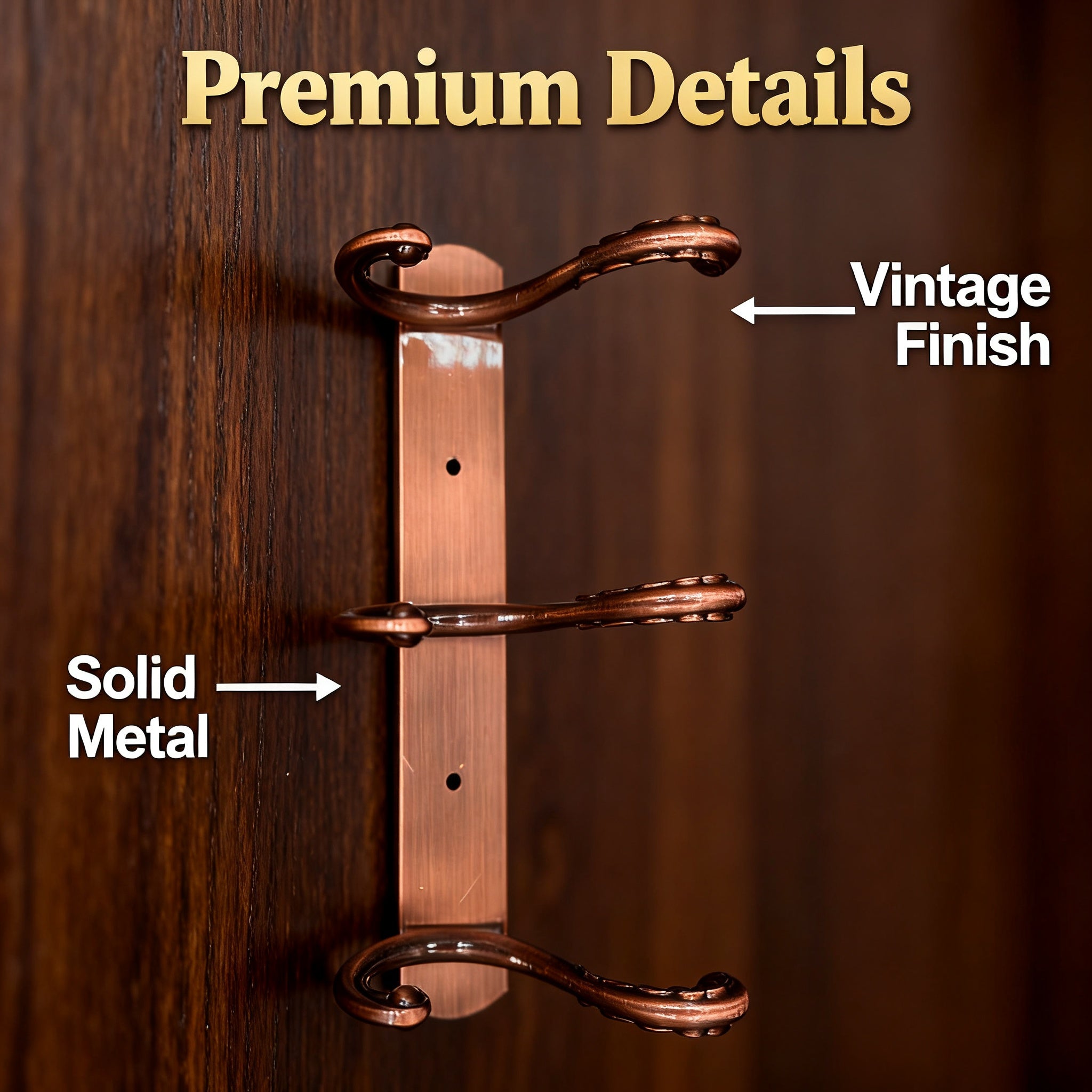 898821 - 3-Hook Wall Mounted Coat Rack - 24cm×3.7cm