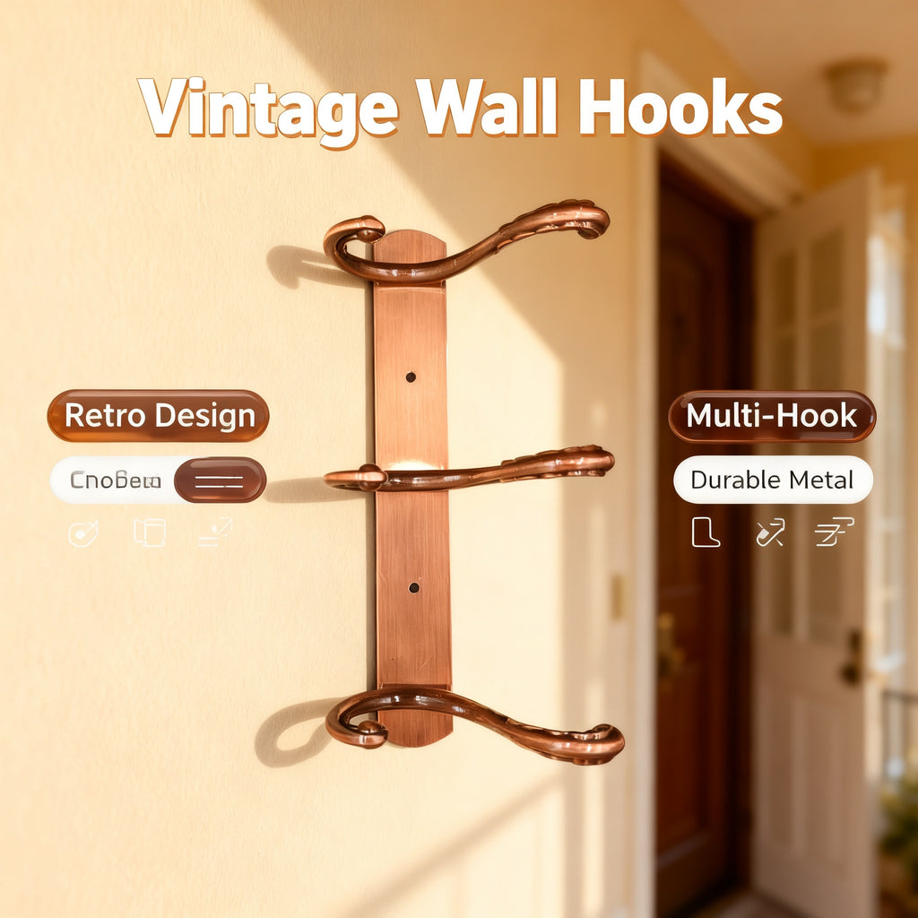 898821 - 3-Hook Wall Mounted Coat Rack - 24cm×3.7cm